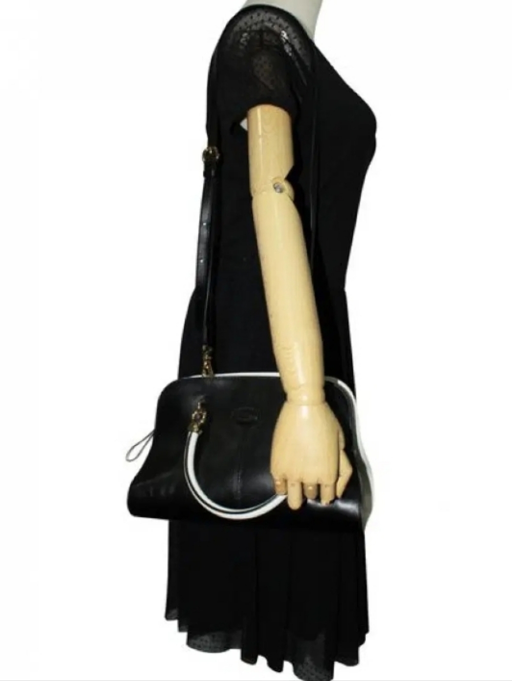 Tod's Sella Bowler Bag in a black and white colorway. / Like New - Picture 6 of 9